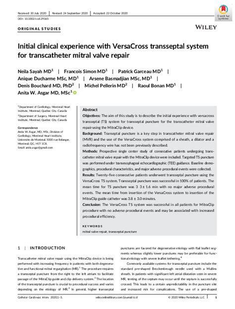 Initial clinical experience with VersaCross transseptal system for .